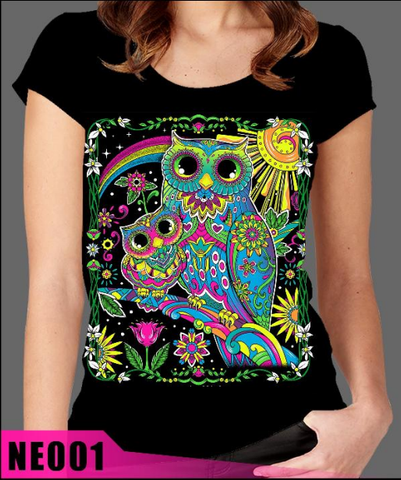 Neon Woman T-shirt Owl