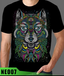 Neon Men T-shirt Wolf Head